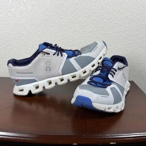 Women’s On Cloud 5 Push Blue/Gray Athletic Running Sneakers Used Comfort 7.5W